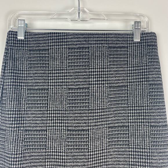 New Loft Gray Black Check Pencil Skirt Elastic Waist Womens Size Small - Picture 4 of 12